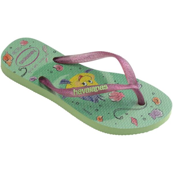 Chinelo Havaianas Infantil Slim Princesa Ariel Verde - Image 2