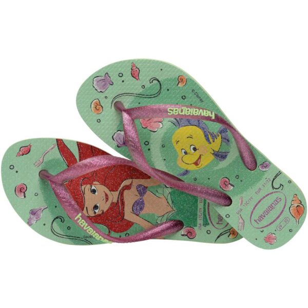 Chinelo Havaianas Infantil Slim Princesa Ariel Verde - Image 4