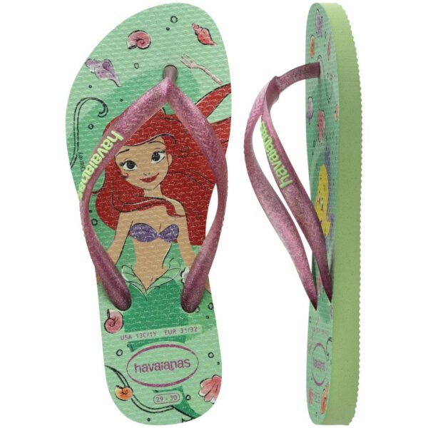 Chinelo Havaianas Infantil Slim Princesa Ariel Verde - Image 5