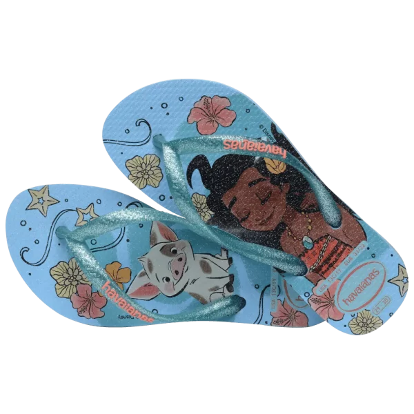 Chinelo Havaianas Infantil Slim Princesa Moana Azul - Image 4