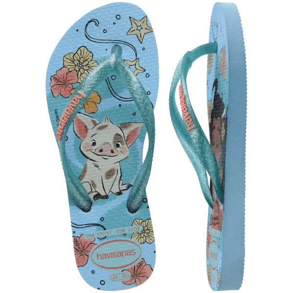 Chinelo Havaianas Infantil Slim Princesa Moana Azul - Image 5