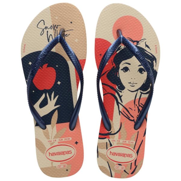 Chinelo Havaianas Slim Princesa Branca de Neve Bege