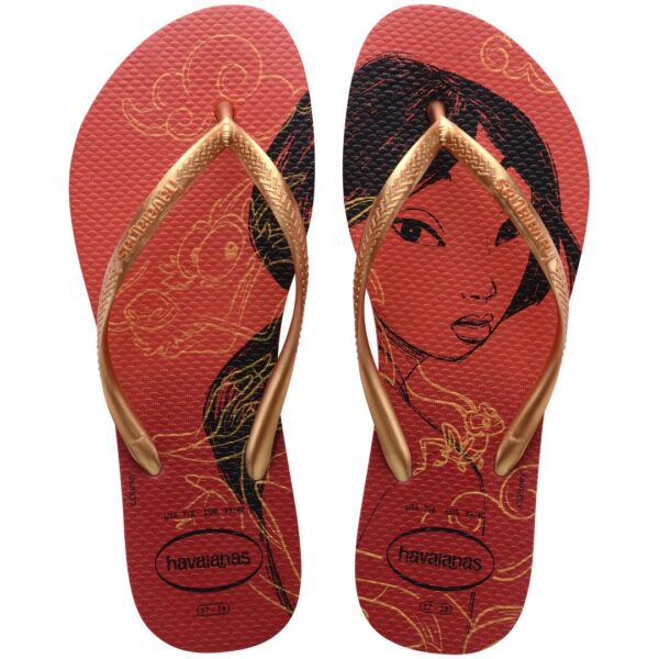 Chinelo Havaianas Slim Princesa Mulan Vermelho Apache