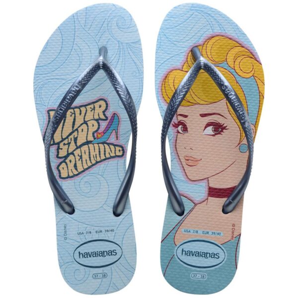 Chinelo Havaianas Slim Princesa Cinderela Azul