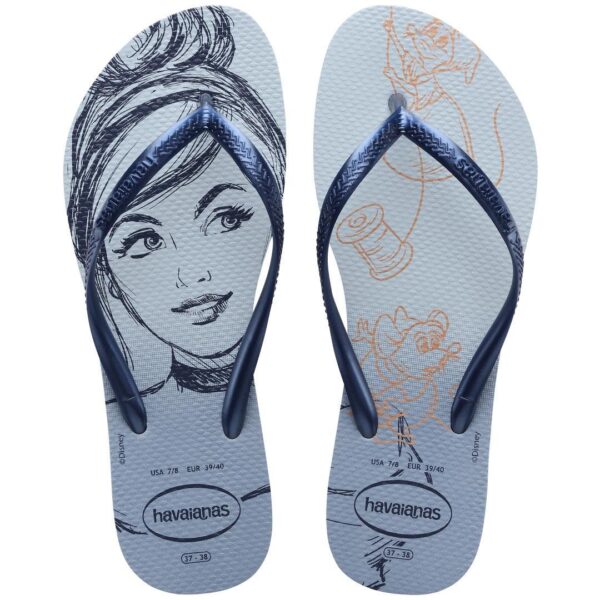 Chinelo Havaianas Slim Princesa Cinderela Azul Ashley