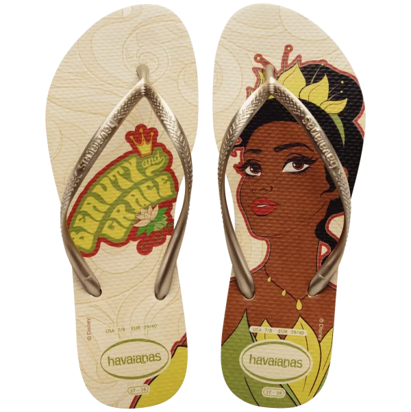 Chinelo Havaianas Slim Princesa Tiana Bege Palha - Image 4