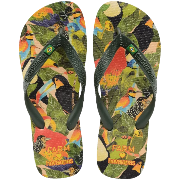 Chinelo Havaianas Farm Folhagens De Pássaros